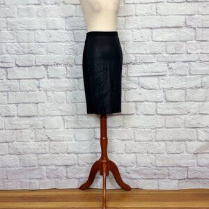 Eileen Fisher The Fisher Project Black Lamb Leather Ponte Knit Pencil Skirt